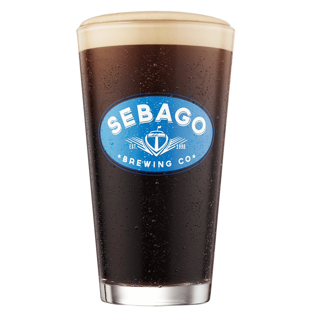 Sebago Brewing Lake Trout Stout Beer in a glass